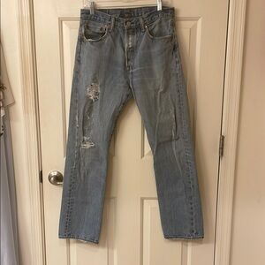 Levi's 501 Distressed Blue Jeans